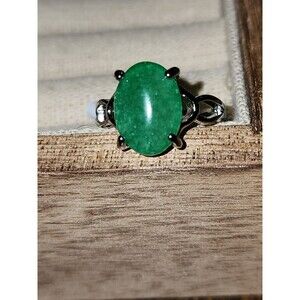 Green Crackle Quartz Genuine Gemstone Ring Size 9 Jewelry Positive Energy Stone